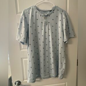 Original Bruno Supersoft Men’s Henley style tee light blue with palm trees XL